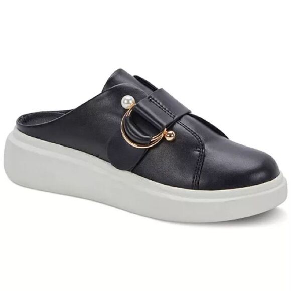 AQUA COLLEGE Women's Pearl Waterproof Platform Slides, slip-on black shoes 8 - Picture 1 of 13